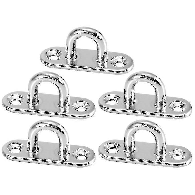 5pcs Storage Hooks, Stainless Steel Oblong Plate