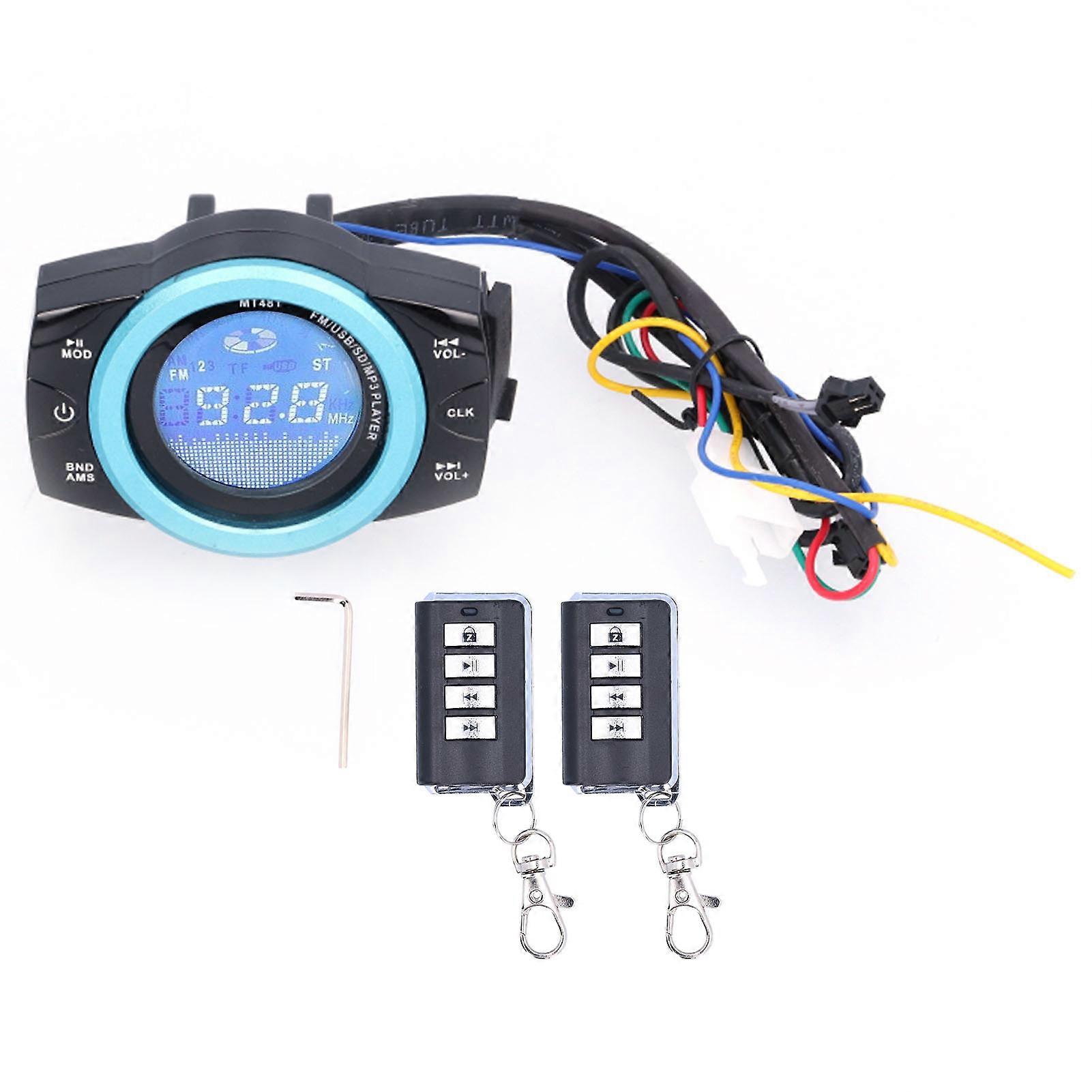 DC12V Motorcycle MP3 Power Amplifier Music Audio Player 87.5108MHz with Remote Controller Keyfobs E2U311