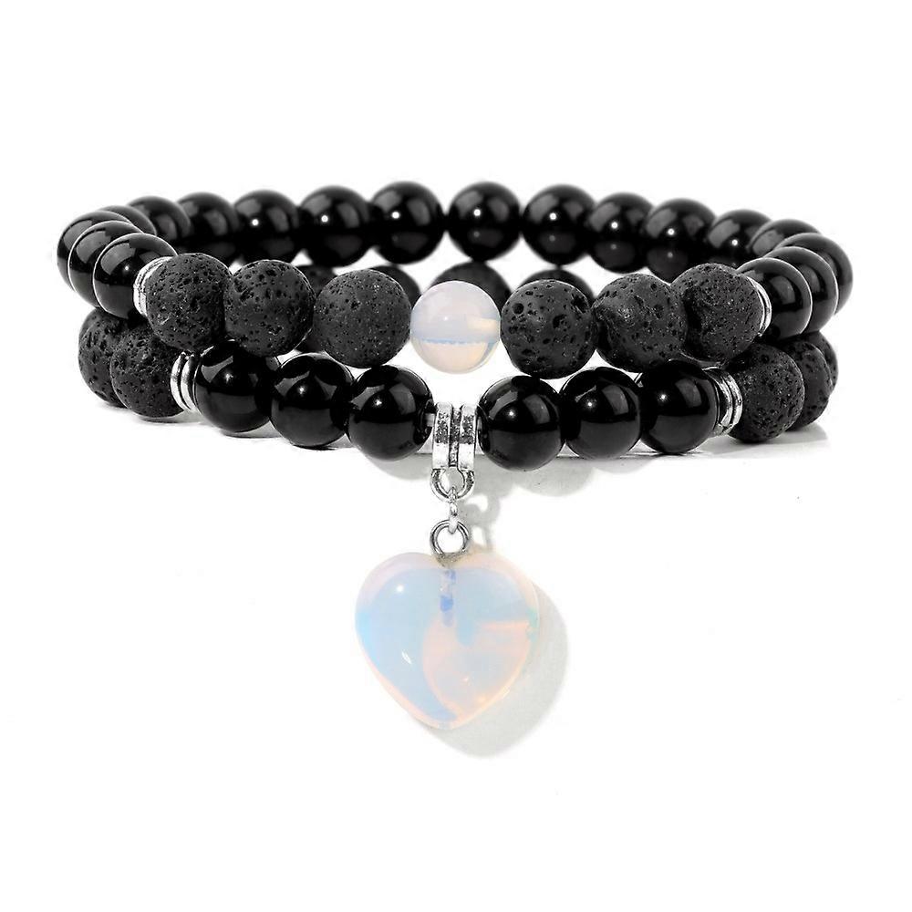 Bracelet-Oval Opal Heart - Moonlight Whispers