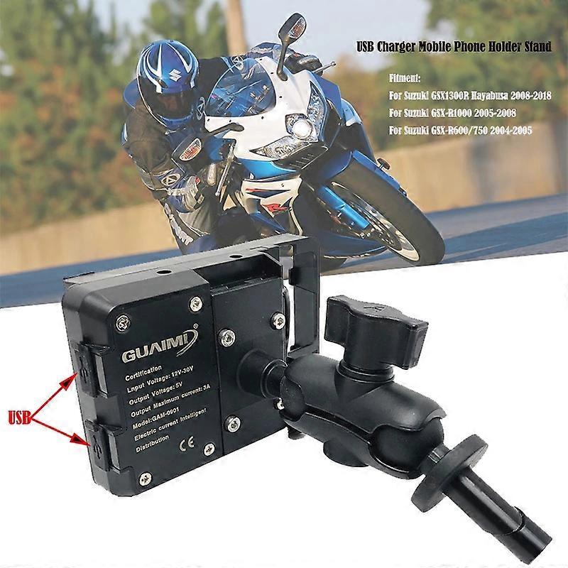 适用于铃木GSX1300R隼鸟 GSX-R1000 GSX-R600 GSX-R750 USB 充电器手机支架支架 GPS 导航支架