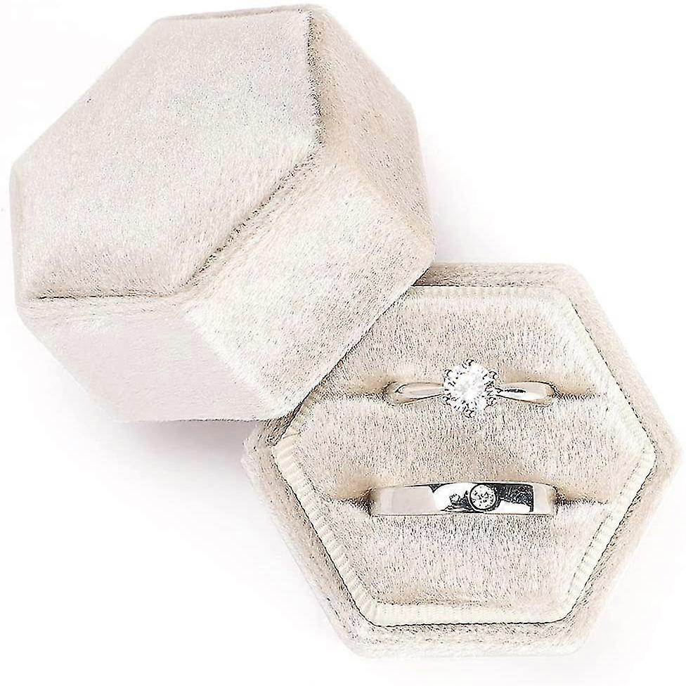 New Hexagonal Velvet Flannel Ring Box Jewellery Box With Removable Lid For Proposal And Engagement Ceremony