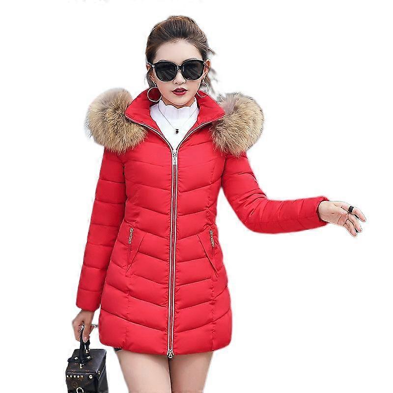 Dames gewatteerde bont kleur winterjas