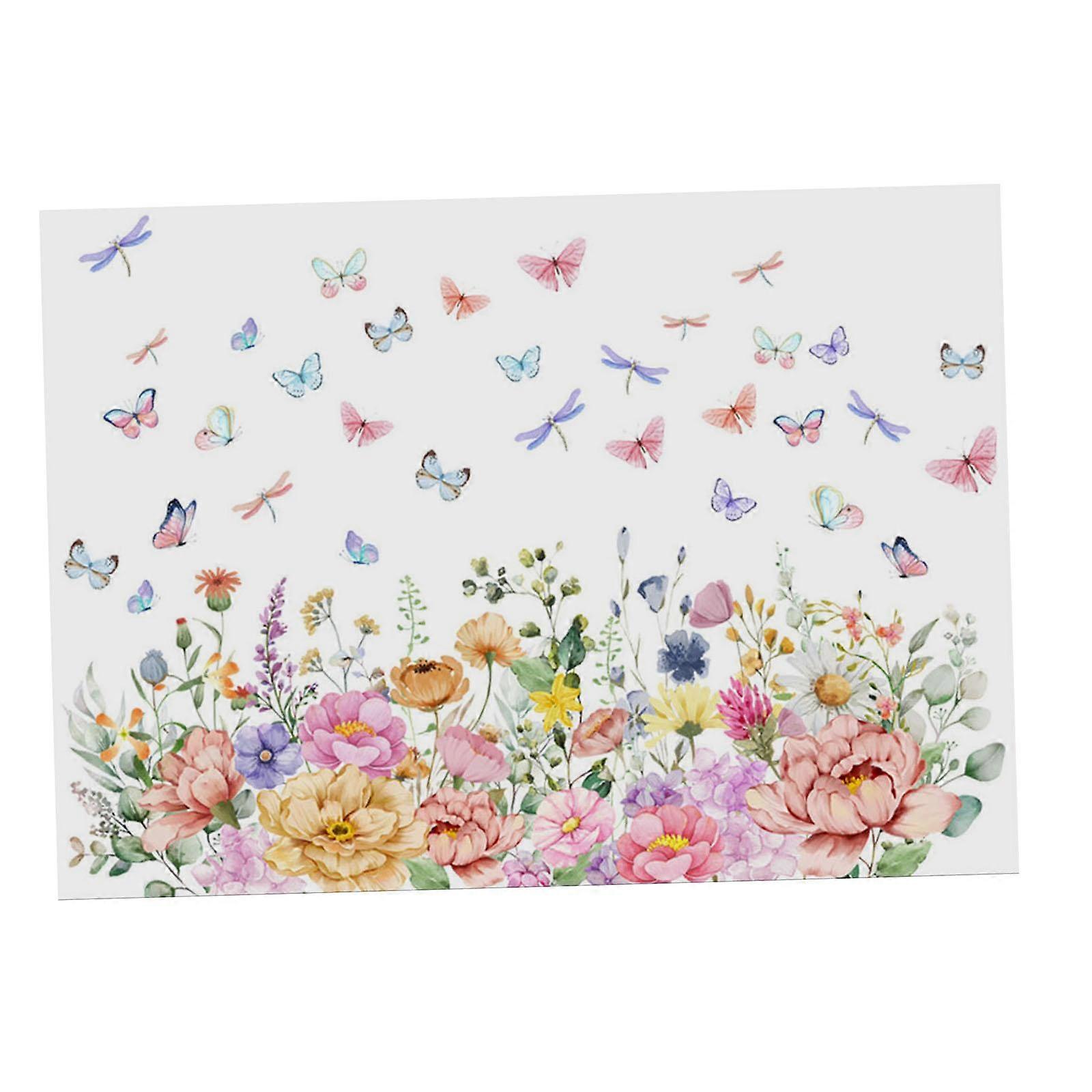 Flower Branch Window Clings Static Clings Colorful Film for Door Garden Home