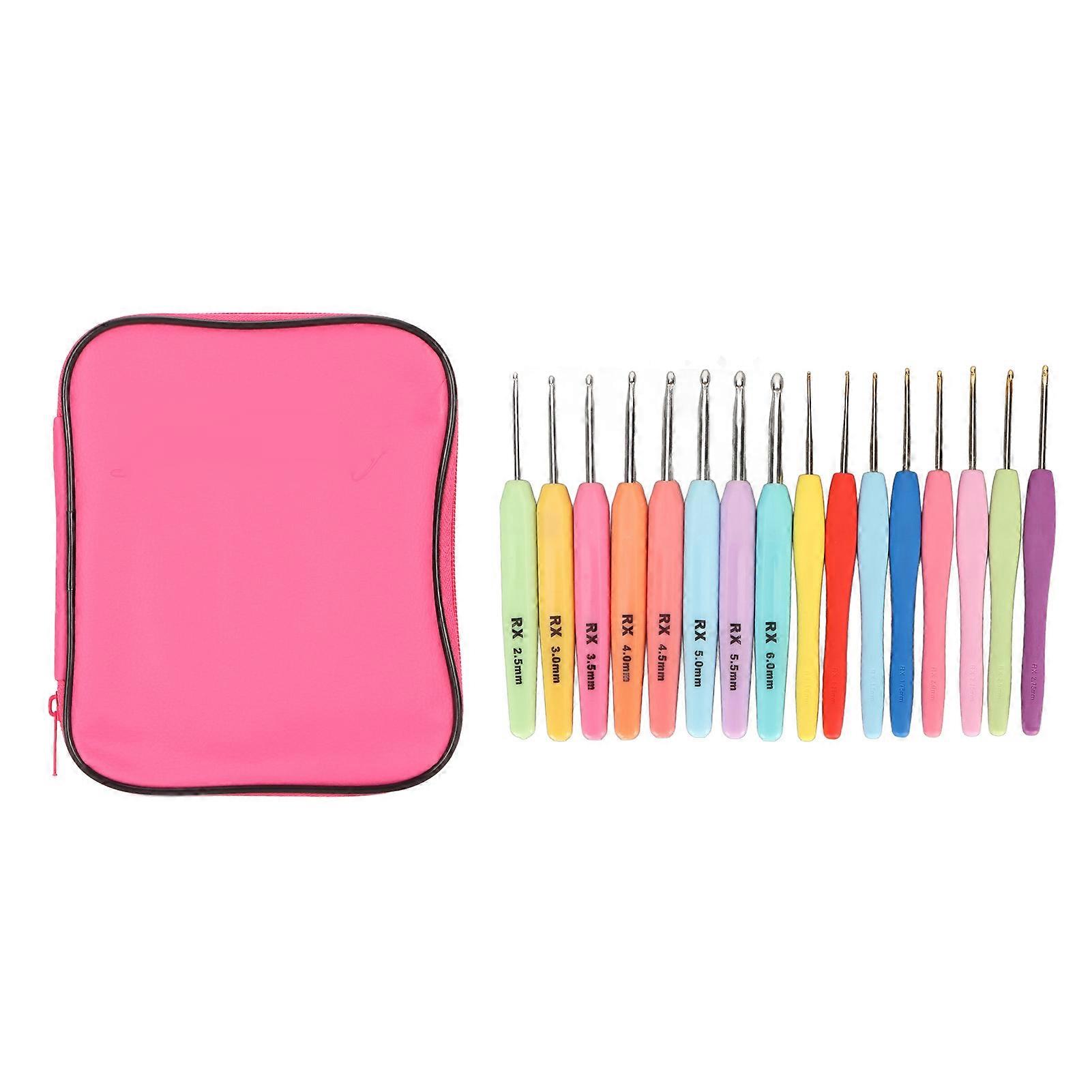 16PCS Crochet Hooks Set Ergonomic Craft Sanding Crochet Needles with Case DIY Hand Knitting Art Tools for Beginner