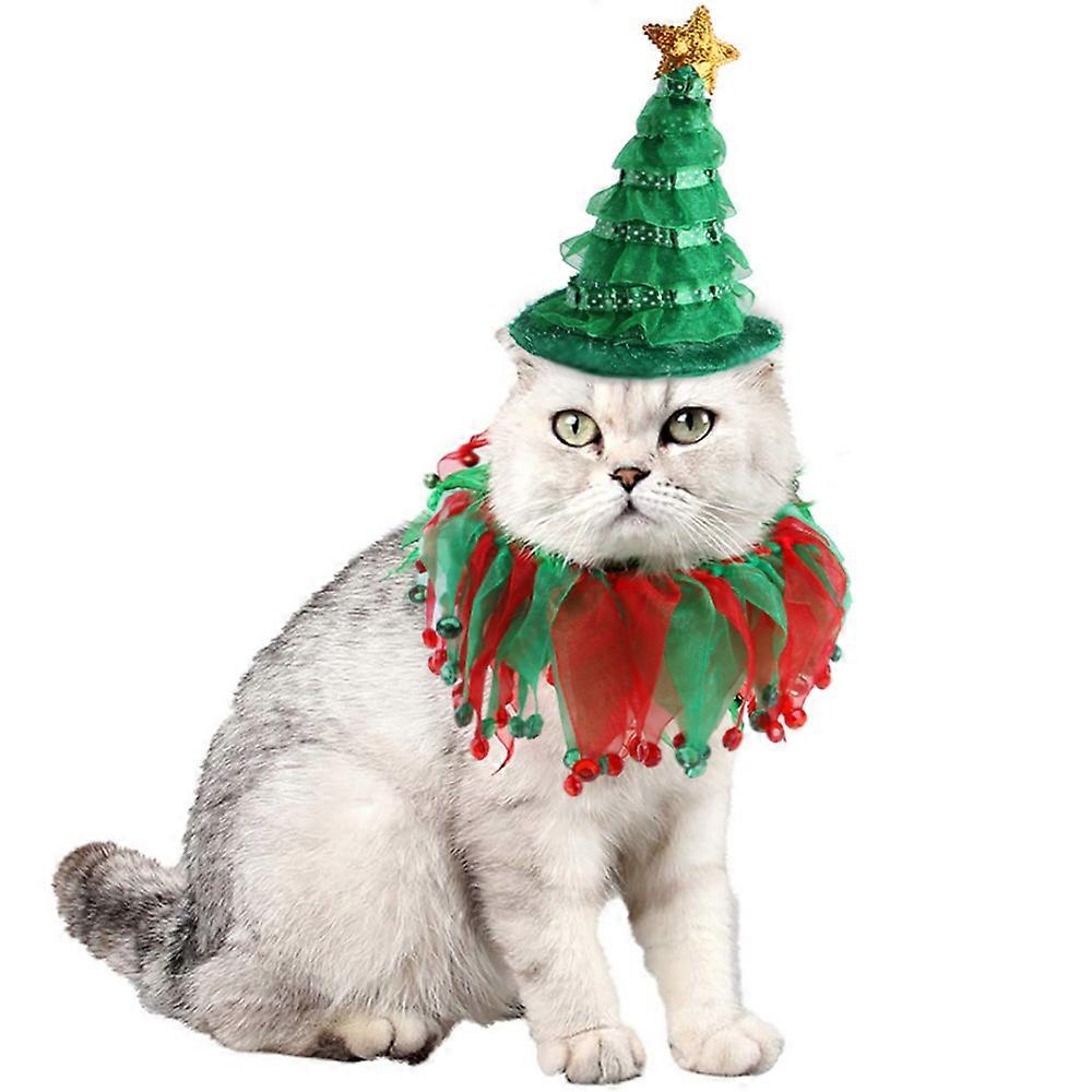 Christmas hat bib suit cat hat collar accessories