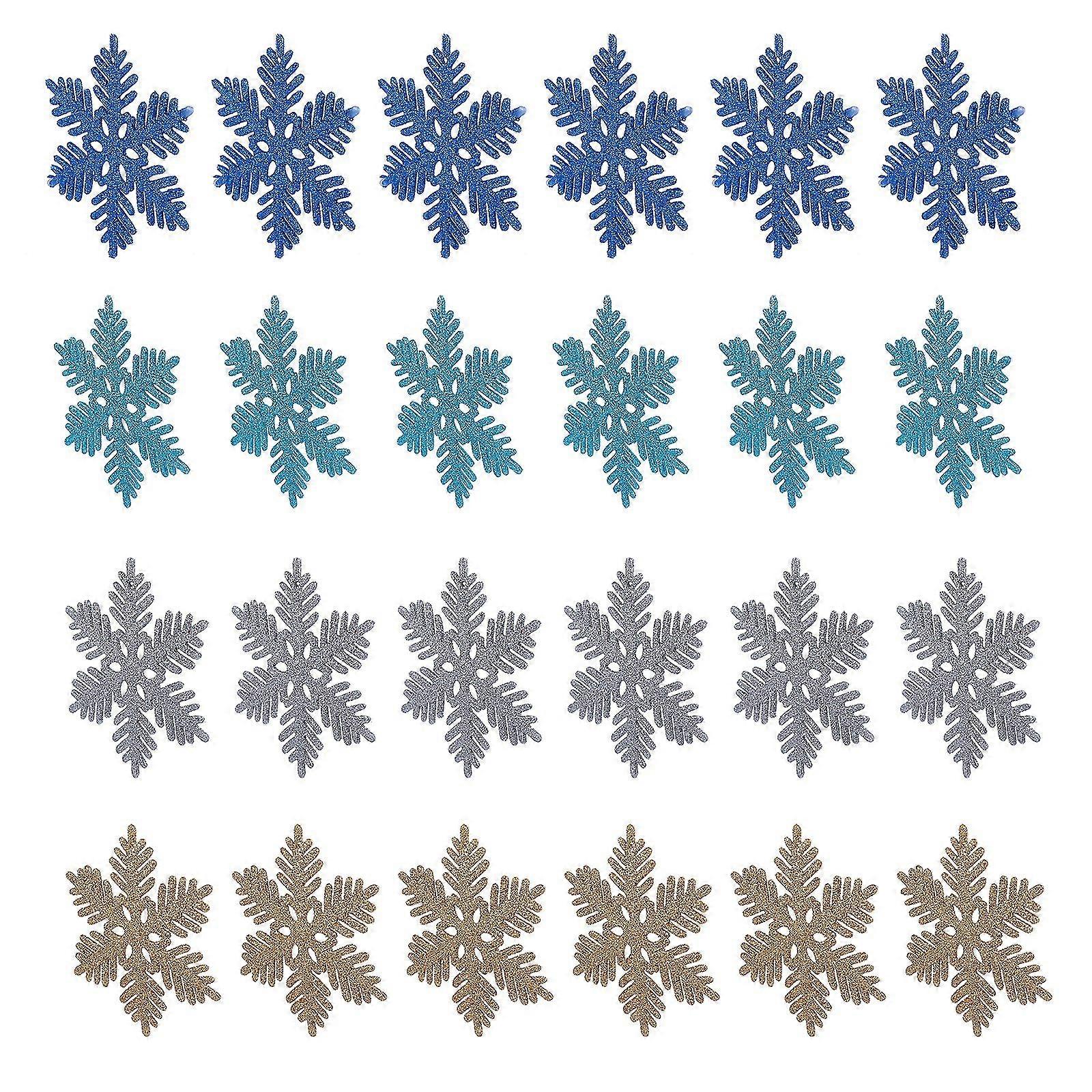 24pcs Christmas Ornaments Hexagonal Snowflake Decoration Snow Accessories