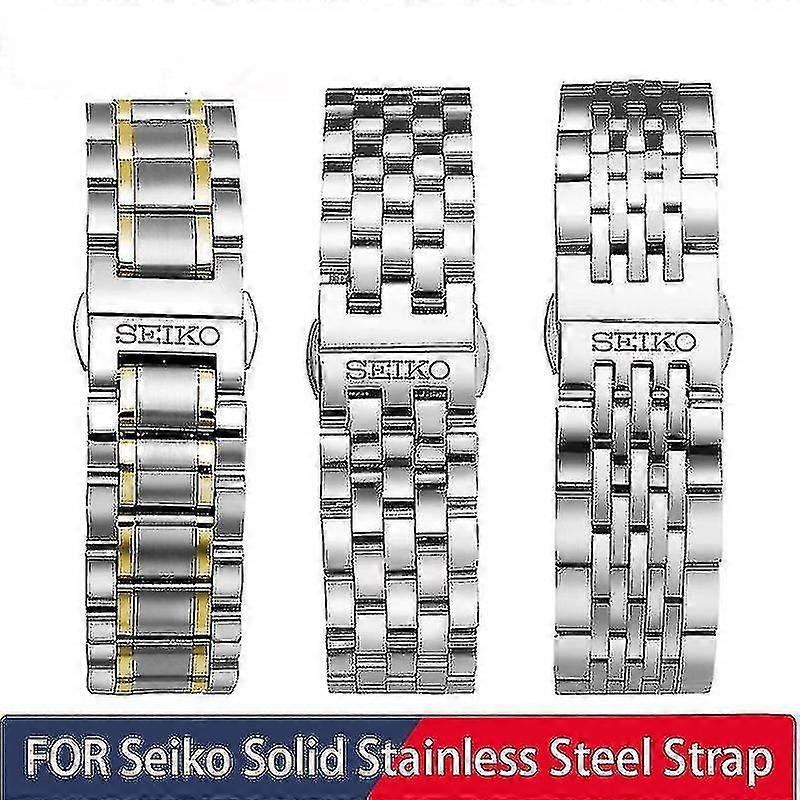 עבור Seiko רצועת רצועת נירוסטה 20 מ"מ 22 מ"מ אבזם פרפר צלילה גברים אביזרי שעון צמיד החלפת ספורט -1 בין זהב