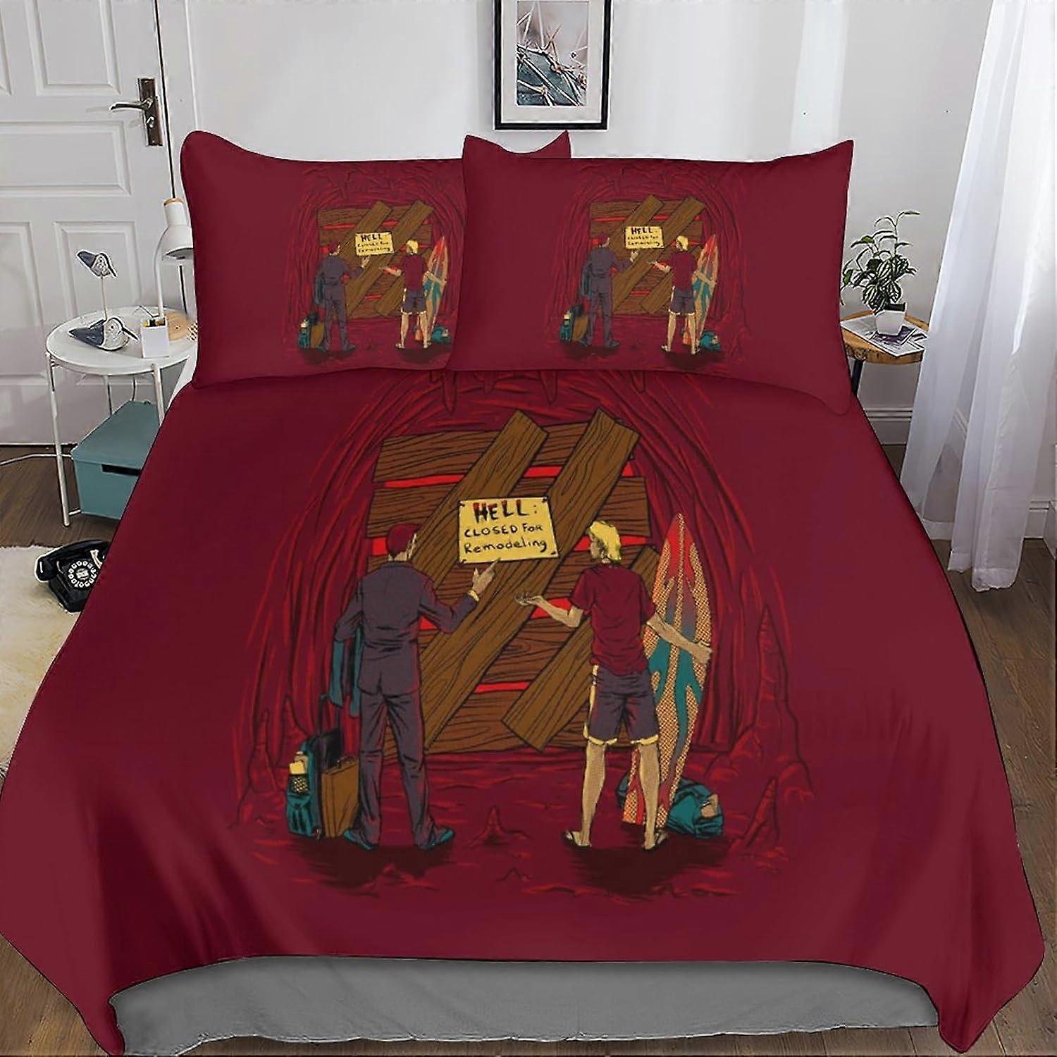 مجموعة غطاء لحاف مبتكرة مثيرة للاهتمام نمط الفراش للشخص D غطاء لحاف من الألياف الدقيقة غطاء لحاف مجموعات قطع مع غطاء وسادة ذهبي 135 * 200 سم