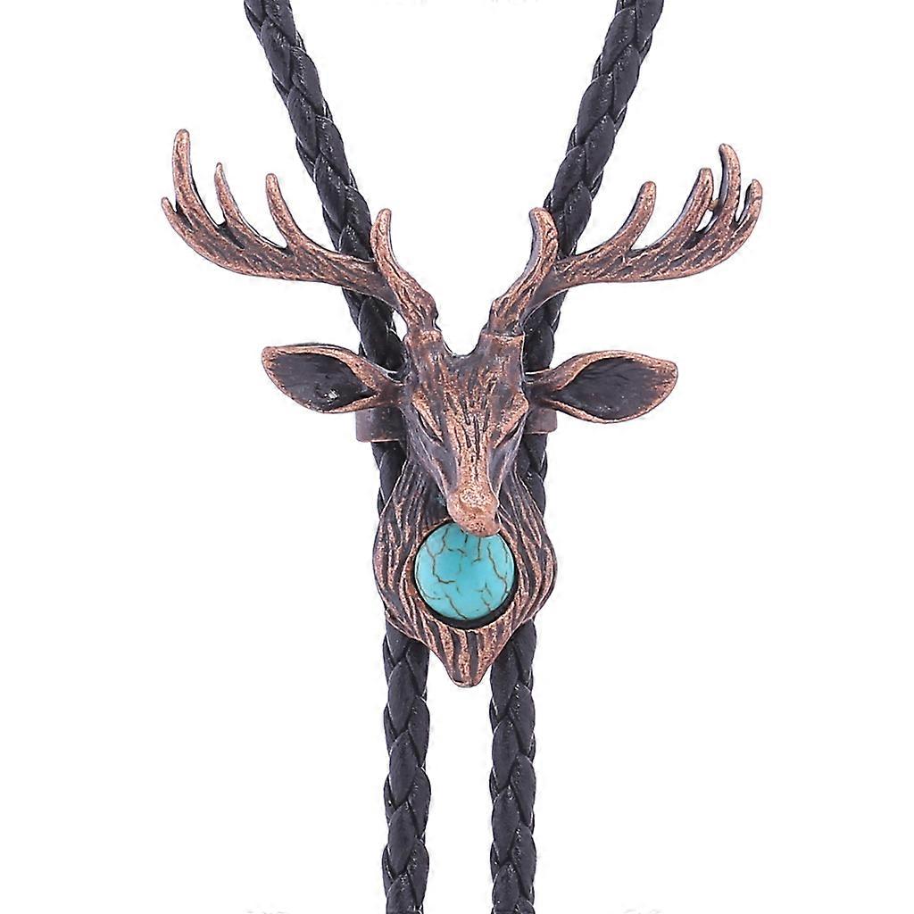 Nordic Elk Turquoise Rétro Hommes et Femmes Mode Bolo Cravate