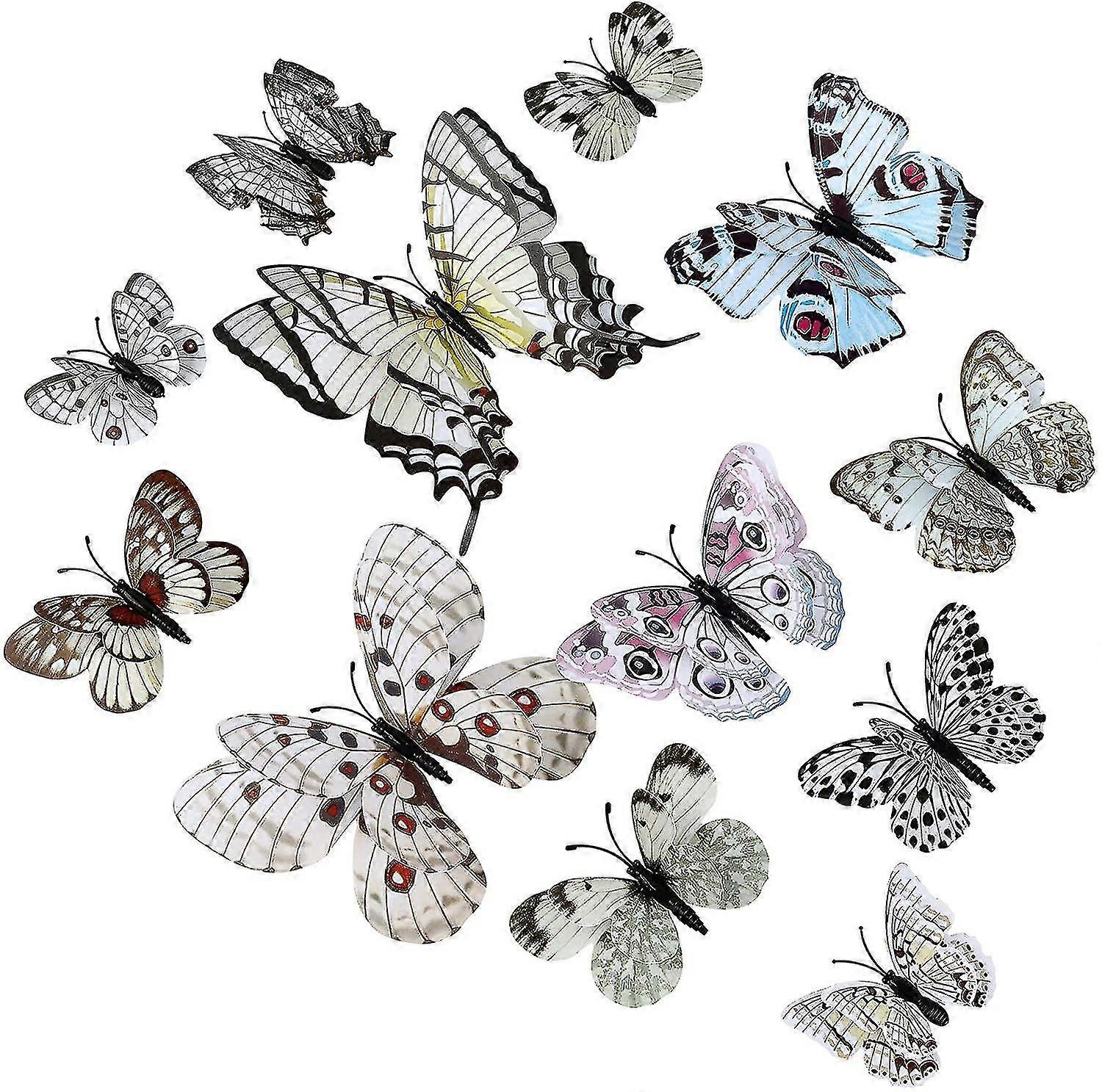 36pcs Double Layer 3d Butterfly Wall Stickers Removable Wall Decals Butterfly Decor