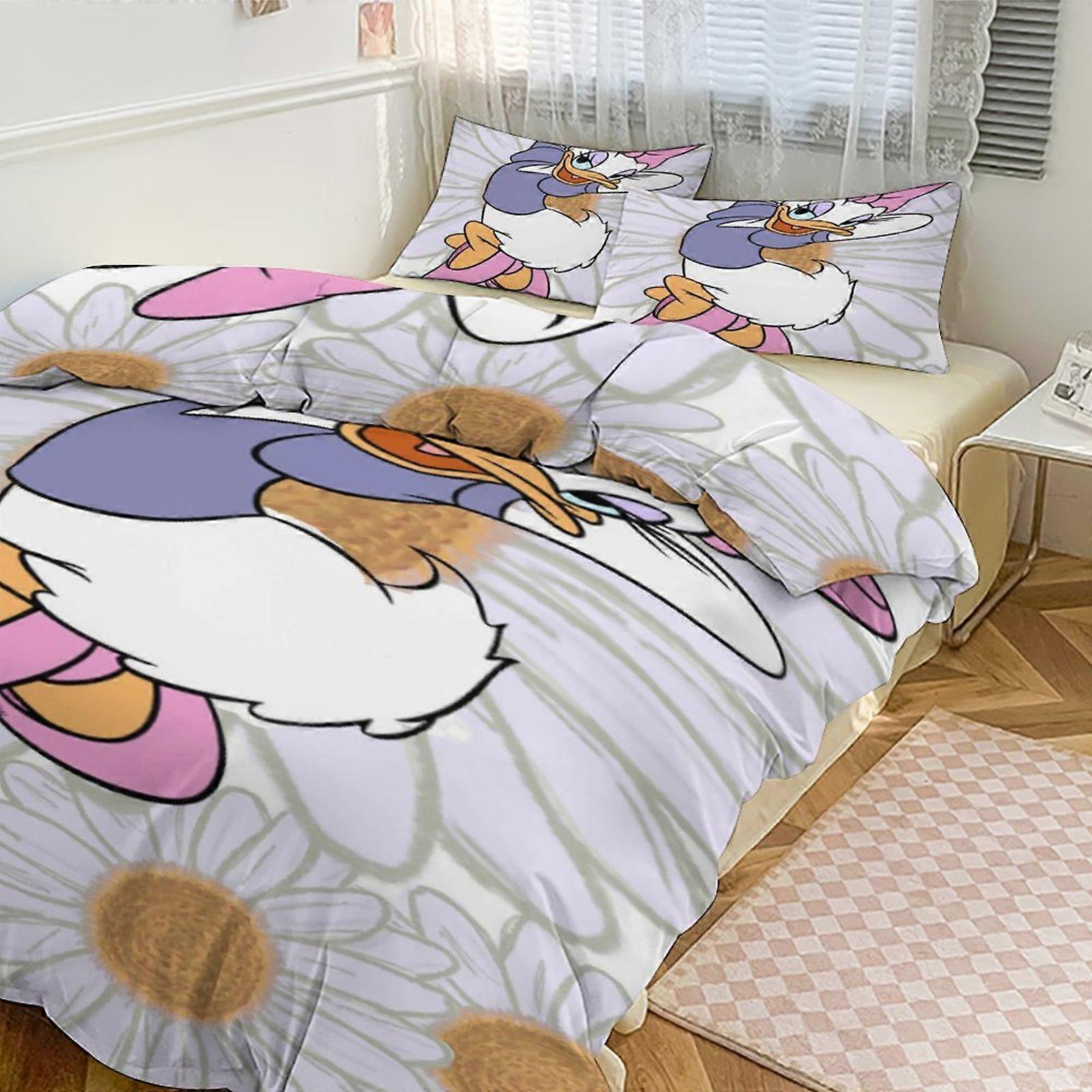 ملاءات السرير g752 ديزي بطة طباعة طقم الفراش نمط لحاف كوف طقم 3 قطع 1 غطاء لحاف و 2 وسادة للنساء الرجال المراهقين tq752 ملاءات السرير