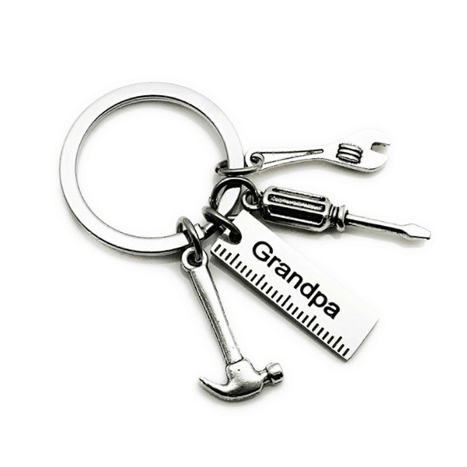 Stainless Steel Keychain With Mini Simulation Wrench Tool Pendant 9*28cm Key Buckle With Letters
