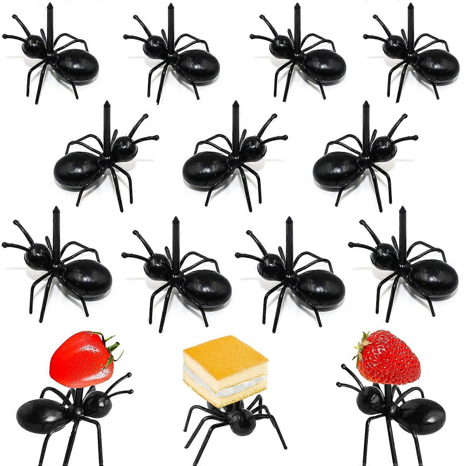 48PCS Ant Toothpicks Ant Food Picks Reusable Ant Fruit Fork Set Animal Appetizer Forks for Snack Cake Dessert Kitchen Baby
