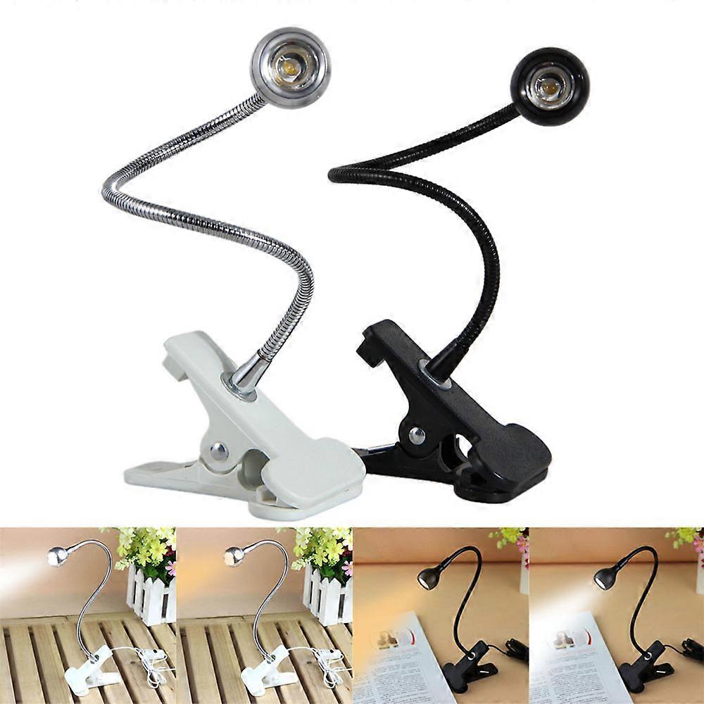USB Clip On Desk Lamp Flexible Clamp Reading Light LED Bed Table Bedside Night