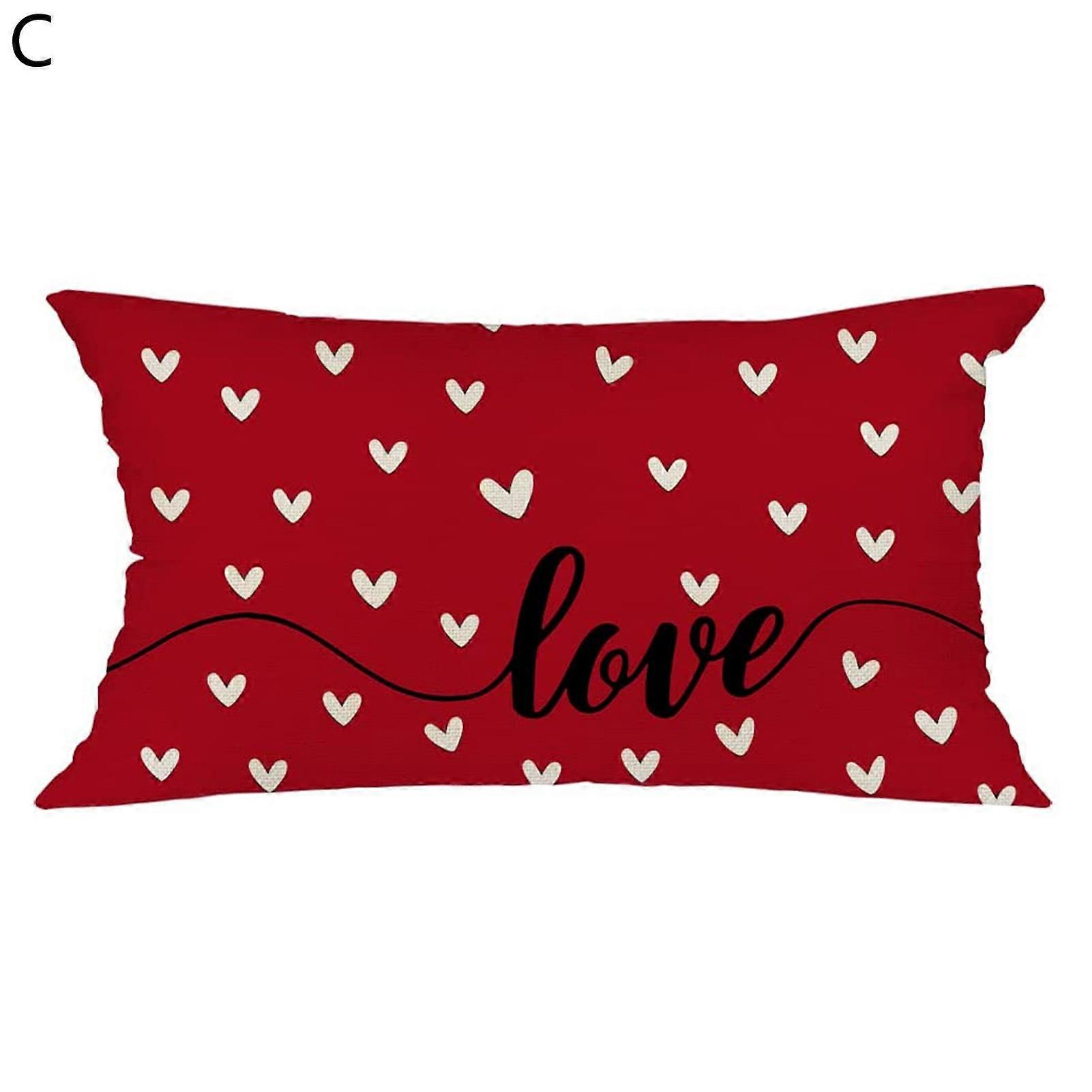 Pillow Sham Soft Touch Invisible Zipper Flax Heart Shape Printed Cushion Throw Cover Household Supplies