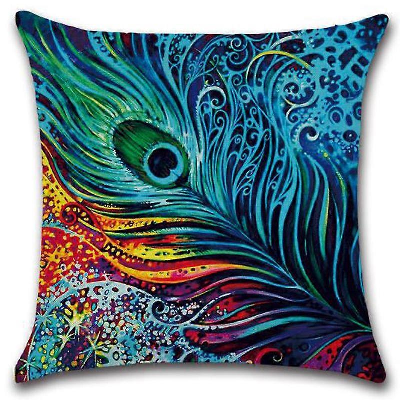 Peacock Feather Cushion Cover Sofa Bed Square Pillowcase Home