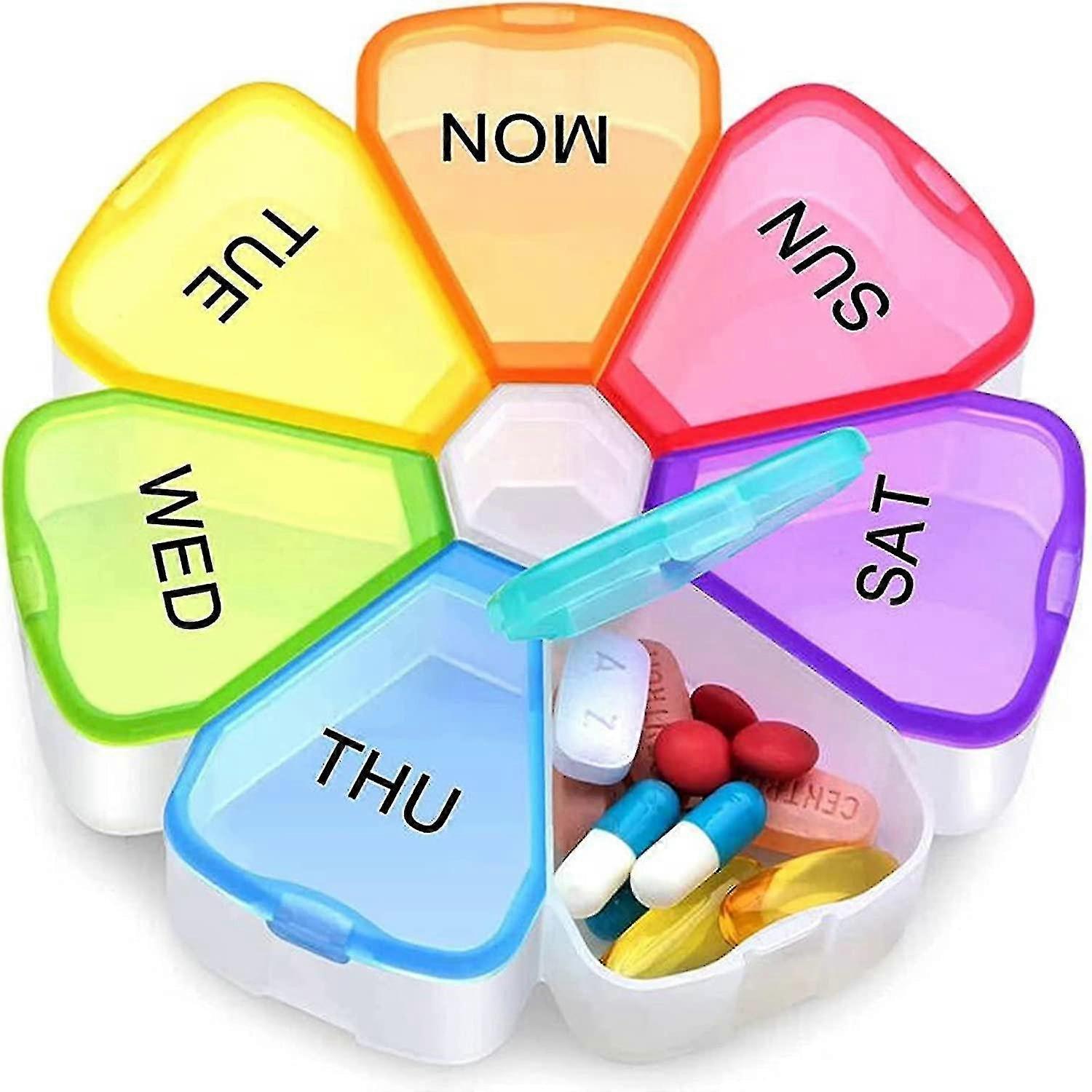 Large Weekly Pill Organizer, 7 Day Portable Pill Box For Vitamins, Cod Liver Oil, Pills, Supplements, Anther Organizer