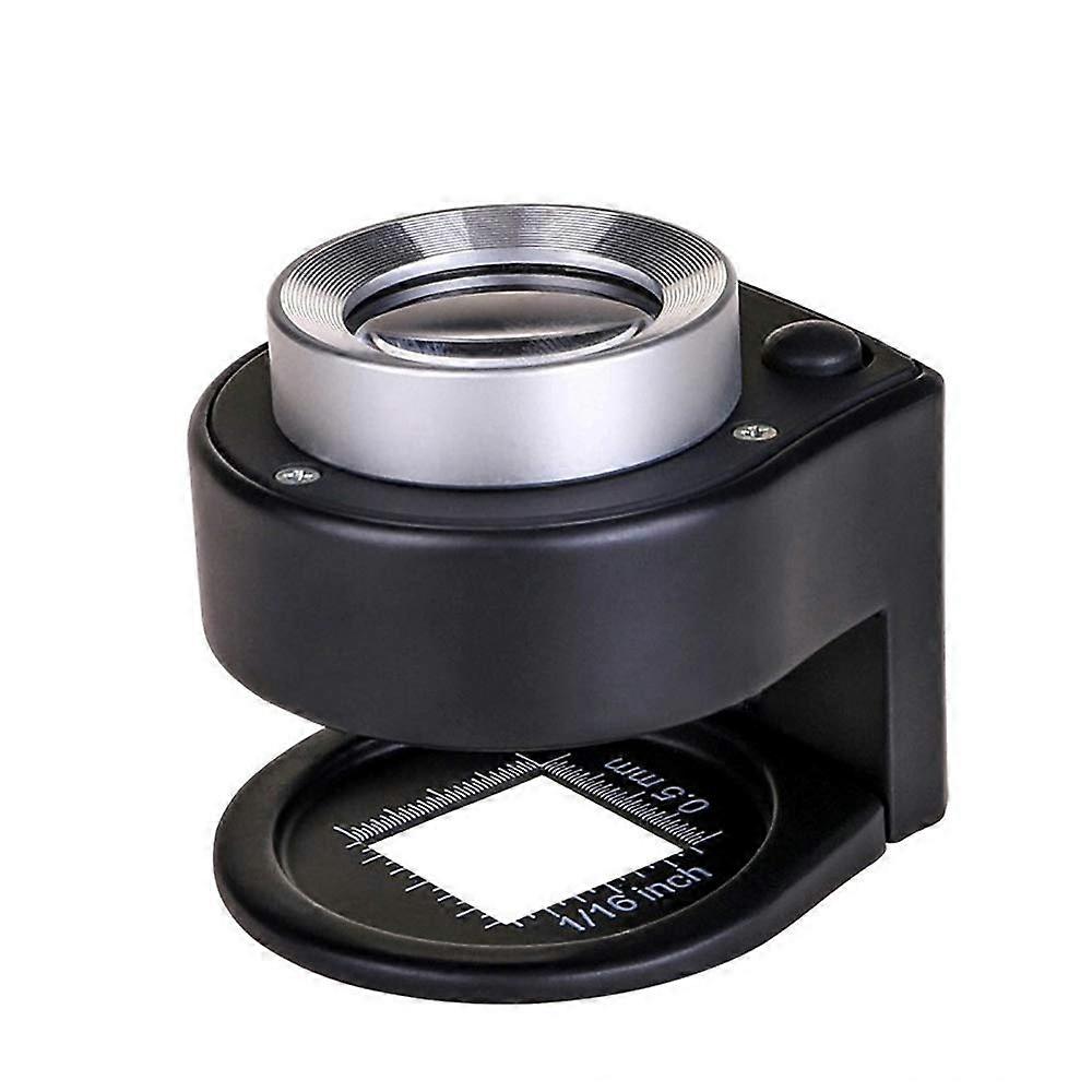 30X Illuminated Magnifying Glass Jewelers Loupe, 6 Lights Desktop Metal Magnifier Portable Folding Scale Eye Loop for Textile Optical Jewelry Tool Coi