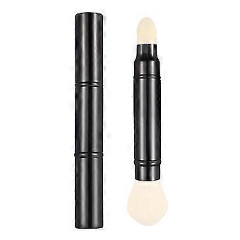 Double-Ended Retractable Makeup Brushes, Travel Face Blush Powder Brush, Dual Foundation Concealer Brush with Cap for Blush, Bronzer, Buffing, Highli
