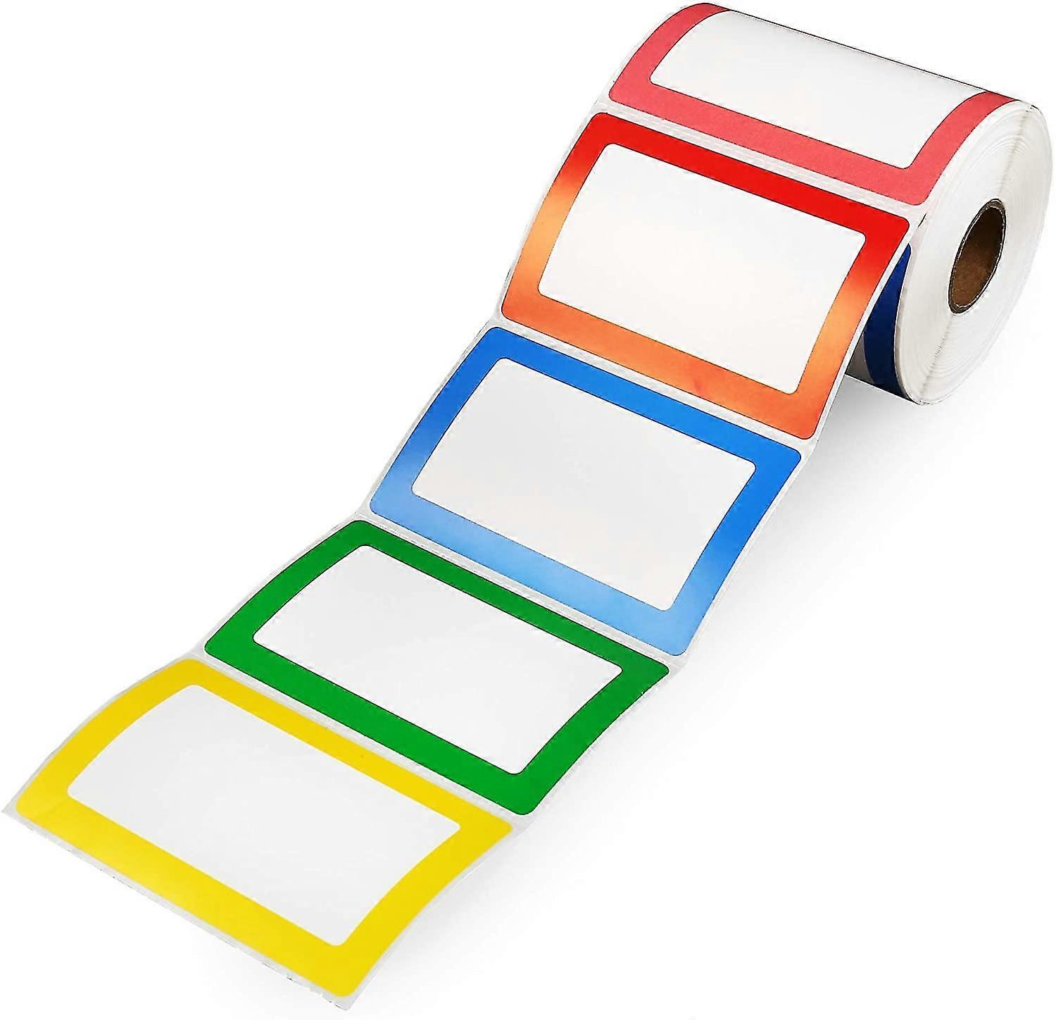 1 Roll Name Tag Stickers, Plain Labels, 3.5" X 2.25" , Adhesive Tags With Perforated Line For School Office Home