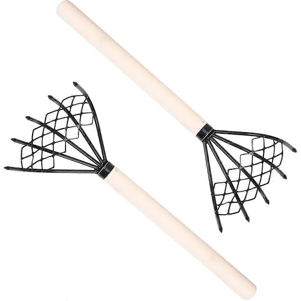2pcs Hand Claw Rake 5-tine Claw Rake Useful Beach Shell Rake with Mesh Net Loosening Tool