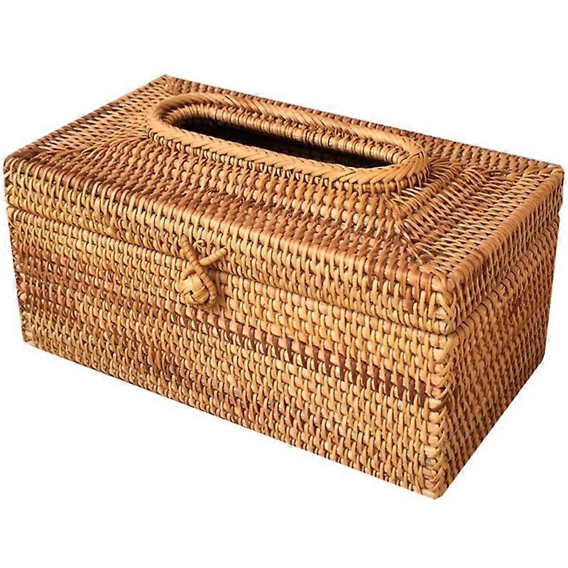 Paper Rack Rattan Tissue Box Elegant Home Decoration Handmade Desktop Tissue Container Napkin Stora