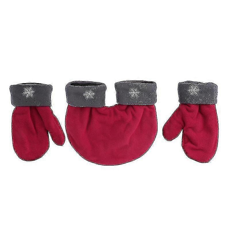 3pcs Couple Gloves Polar Fleece Lovers Winter Thicken Warm Glove Sweethearts Christmas Gift Romantic Couples Mittens (red)