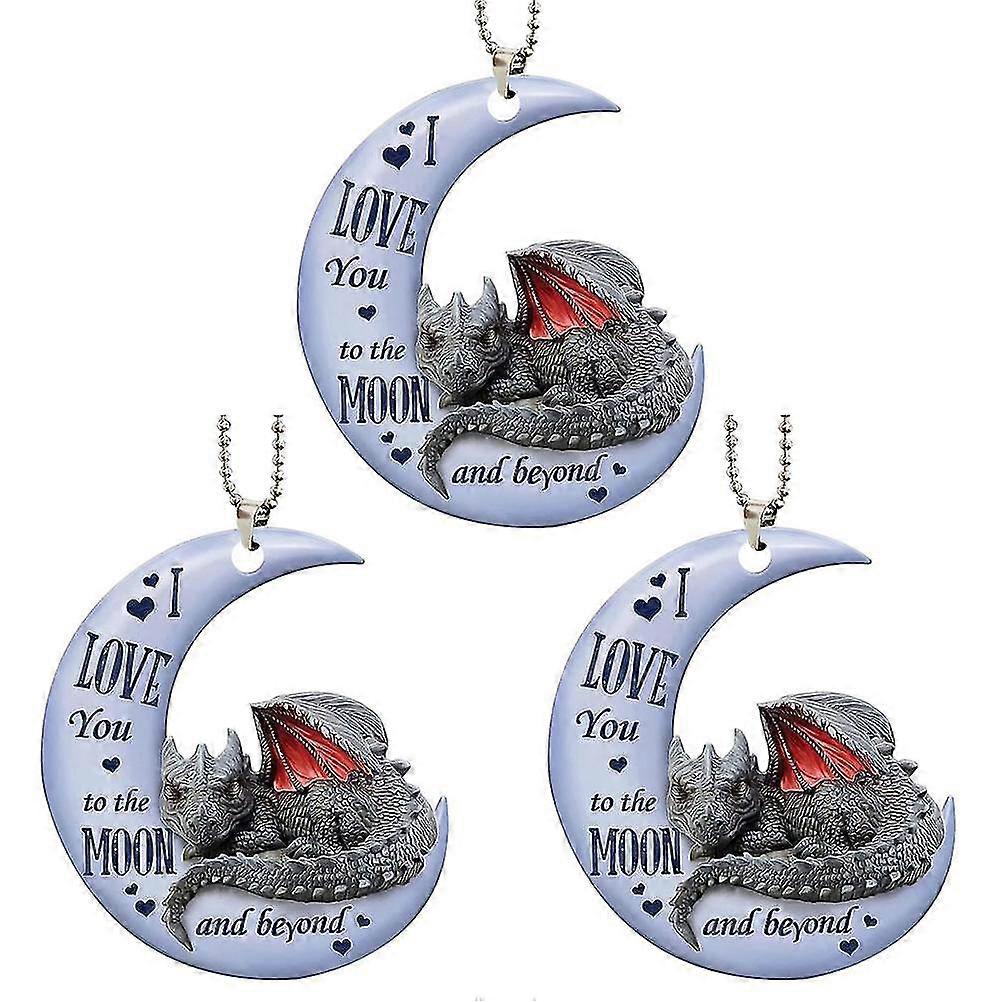 3pcs Frog On Moon Car Ornaments Acrylic Pendant Christmas Tree Hanging Ornaments Holiday Decorations Gifts