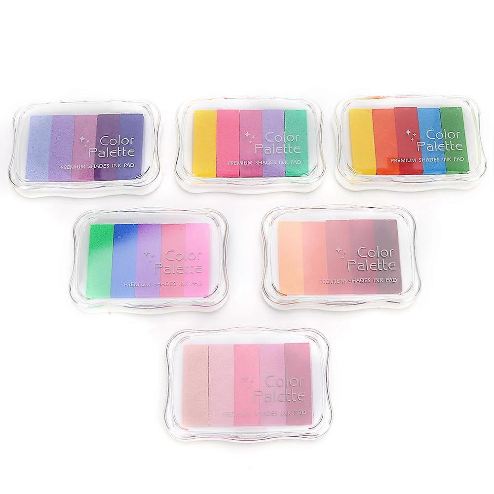 6pcs Gradient Ink Pad Non Toxic Hand Printing Stamp Pad DIY Handbook Stamp Ink Pad