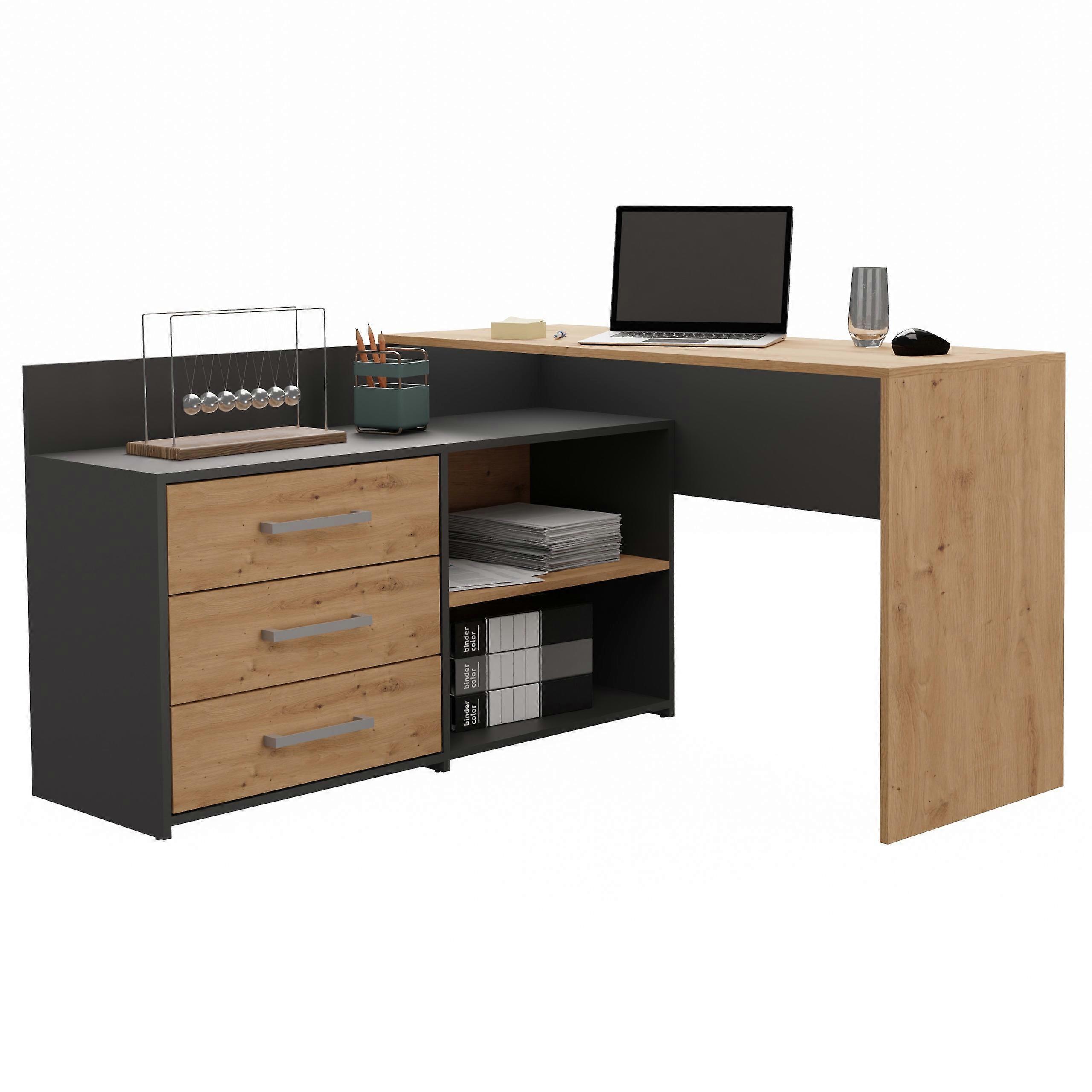 Dany Eckschreibtisch anthrazit Eiche artisan