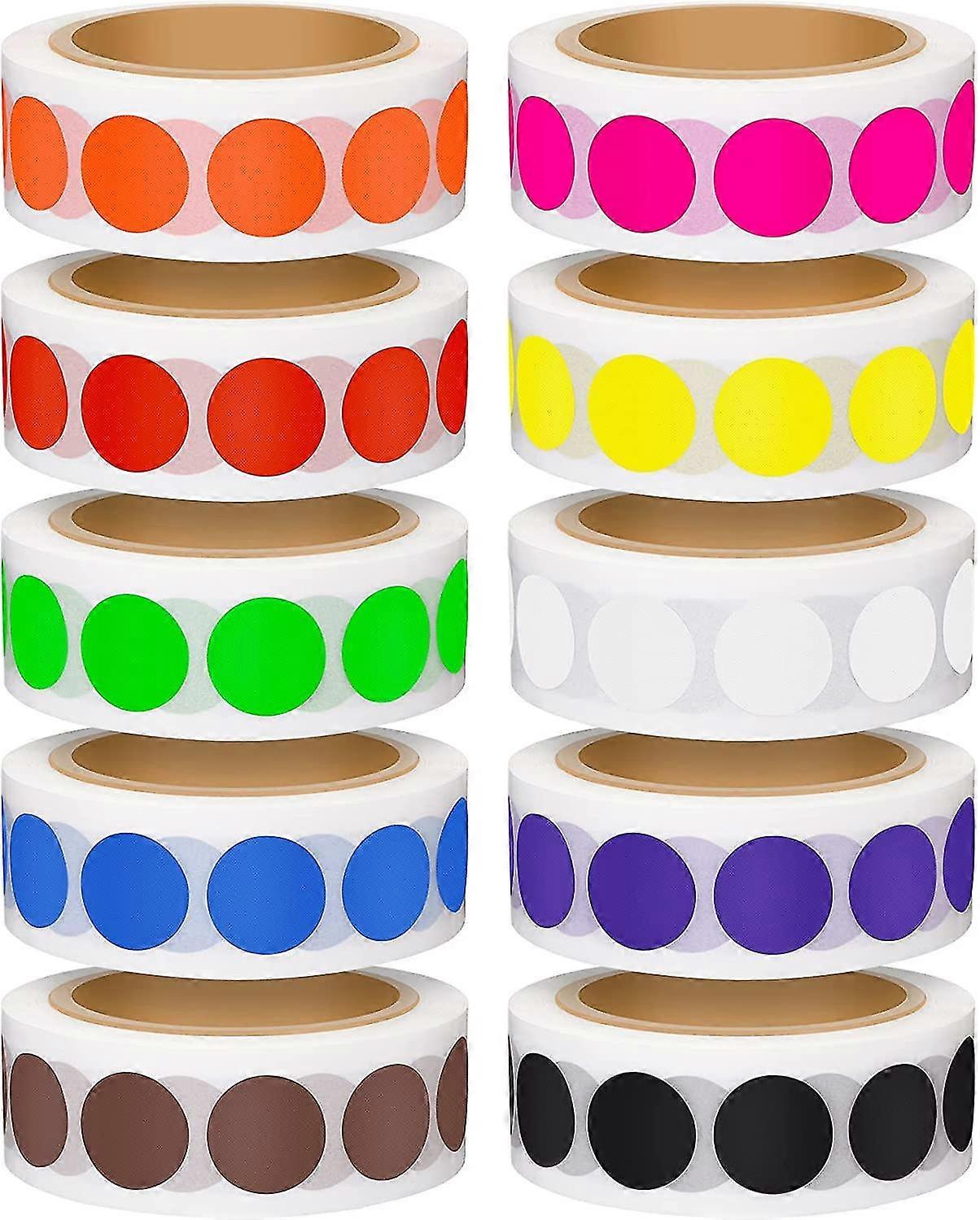 5000 Pieces 1/2 Inch Round Color Coding Labels Roll Assorted Colored Dot Stickers Adhesive Solid Colors Circle Stickers For