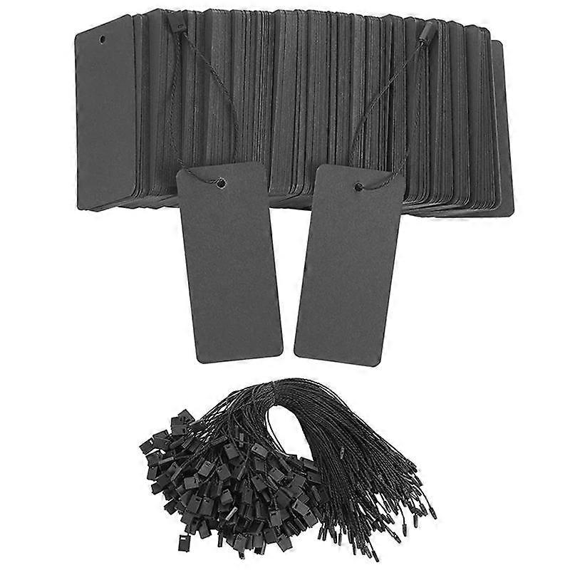 400 Set Black Price Tags with String Gift Tags with Safety Pins Custom Clothing Tags Black Kraft Paper Hang Tags