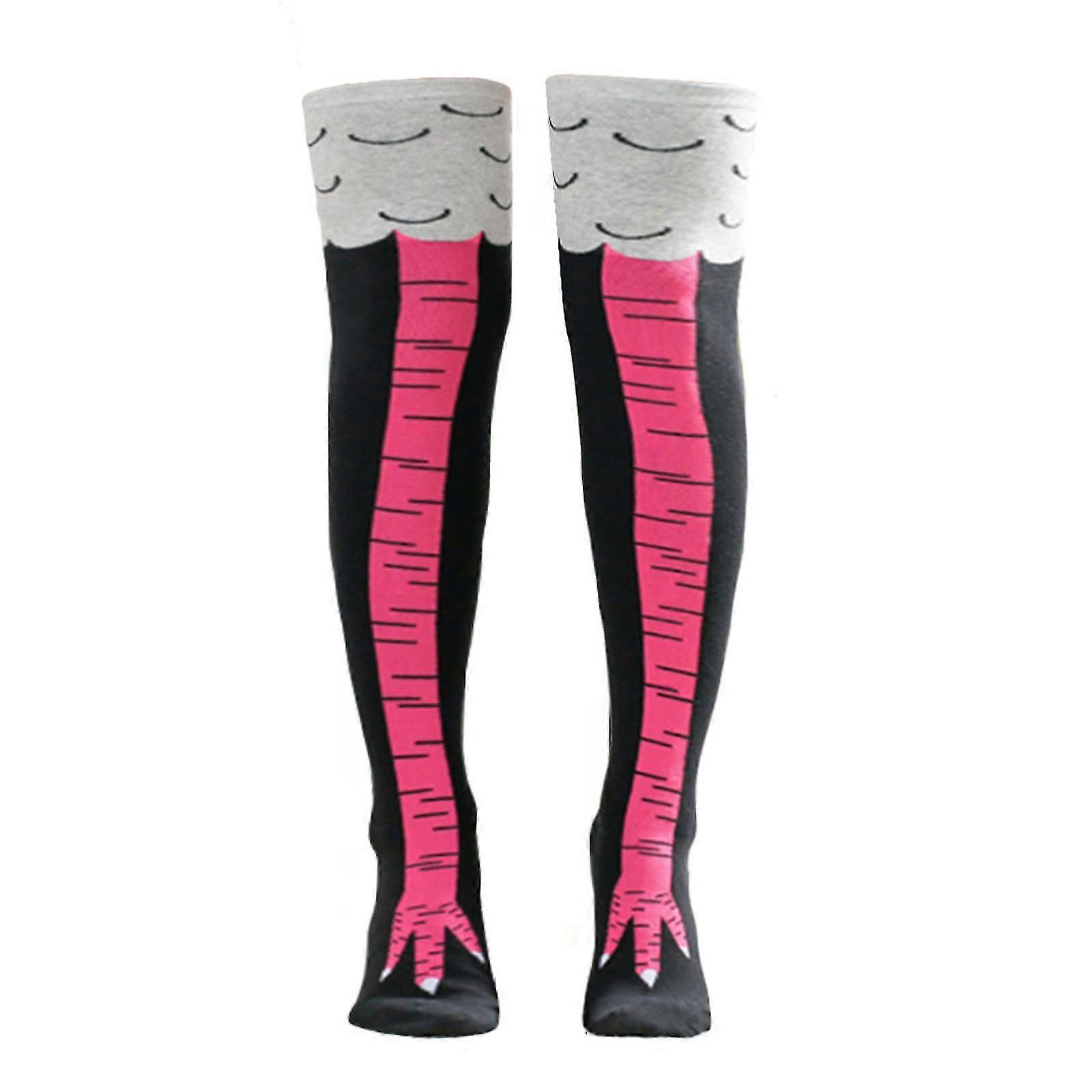 3D الكرتون الدجاج الساق الجوارب الركبة الفخذ عالية الجوارب للرجال والنساء