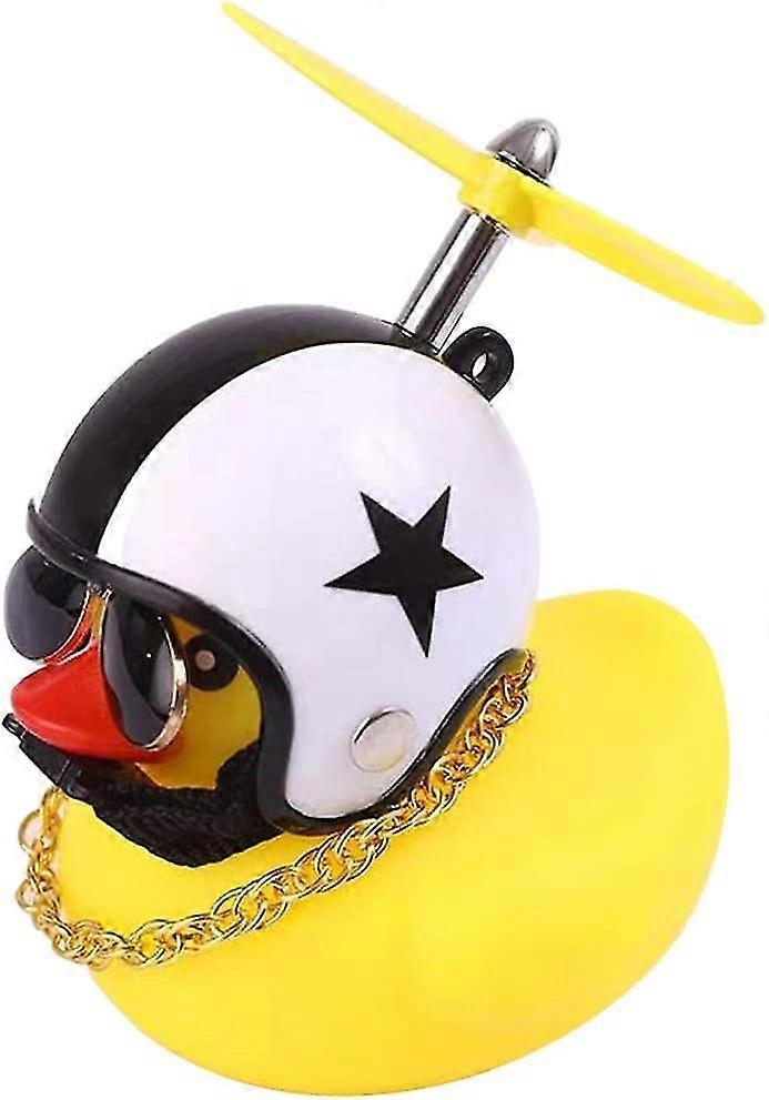 Rubber Duck Ornaments Yellow Duck Car Dashboard Decorations With Propeller Helmet