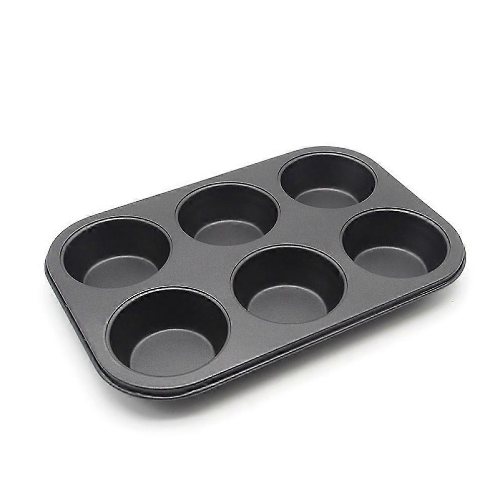 Muffinsform Silikon Stekebrett For 6 Muffins - Cupcake Muffinsbrett - Svart