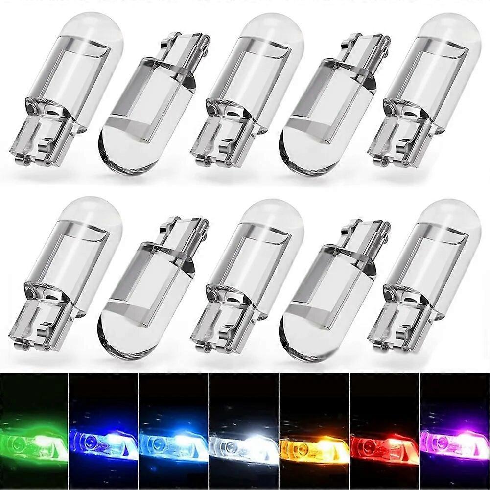 10/2pcs סופר בהיר w5w 194 t10 led זכוכית דיור קלח נורה לרכב 6000k לבן ירוק כחול אדום טריז לוחית רישוי מנורת כיפה אור