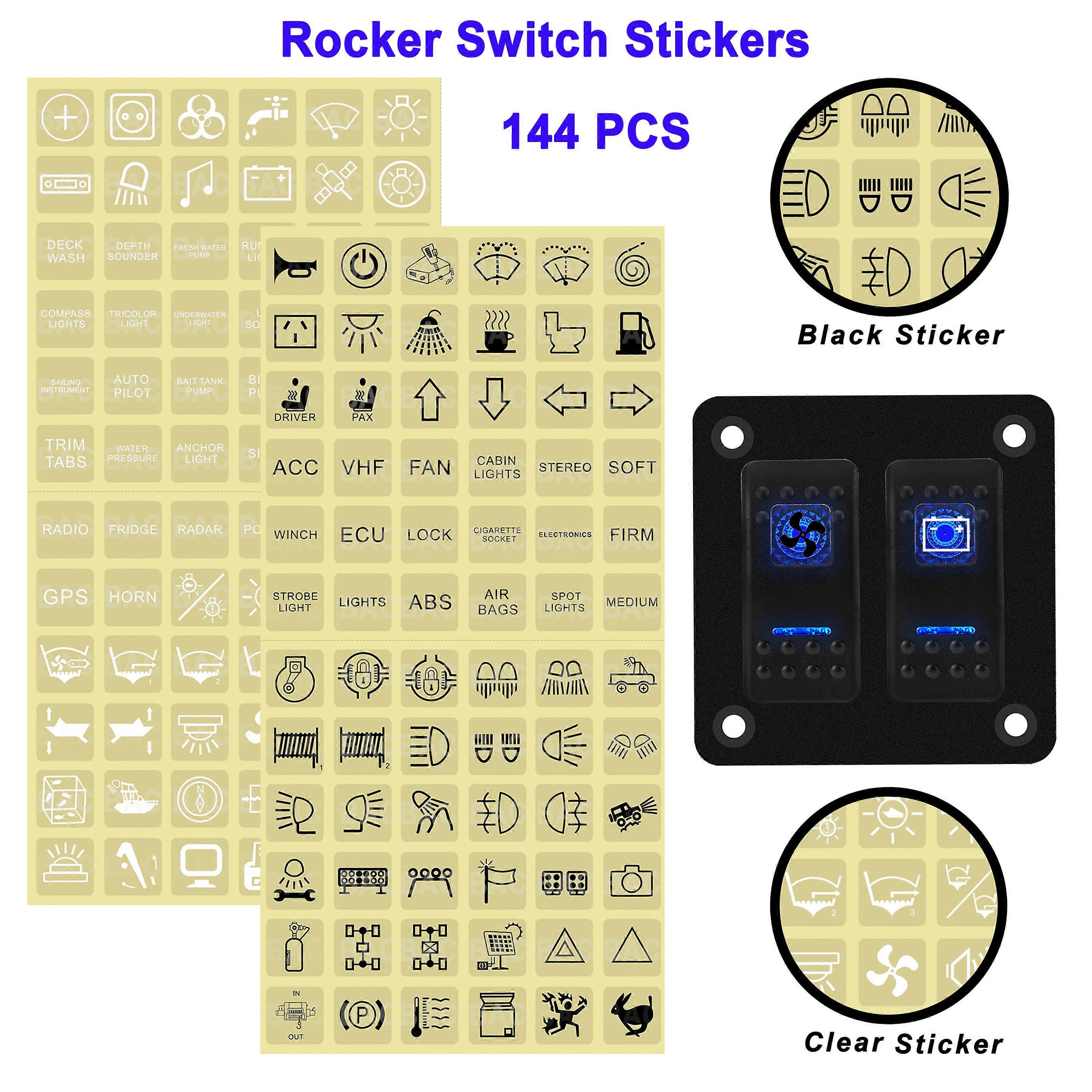 Clear / Black / Night Glow Switch Stickers Led Backlit Labels For Car ...