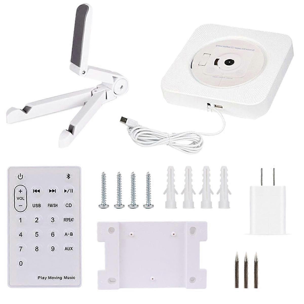 Versatile Wall-Mounted CD Player Bluetooth CD Player, Table-Standing Dual Speaker Music Player Remo