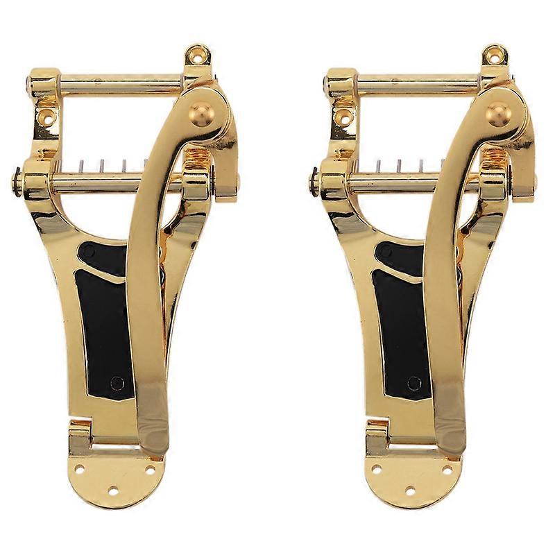 2Xエレキギタートレモロブリッジ交換用ビブラートLPギターパーツ合金トレモロテールピースブリッジクランクバーゴールデン