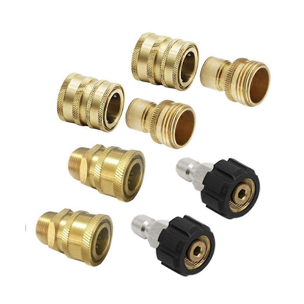 8PCS Pressure Washer Adapter Set, Quick Disconnect Kit, M22 Swivel to 3/8 Inch Quick Connect 3/4 In
