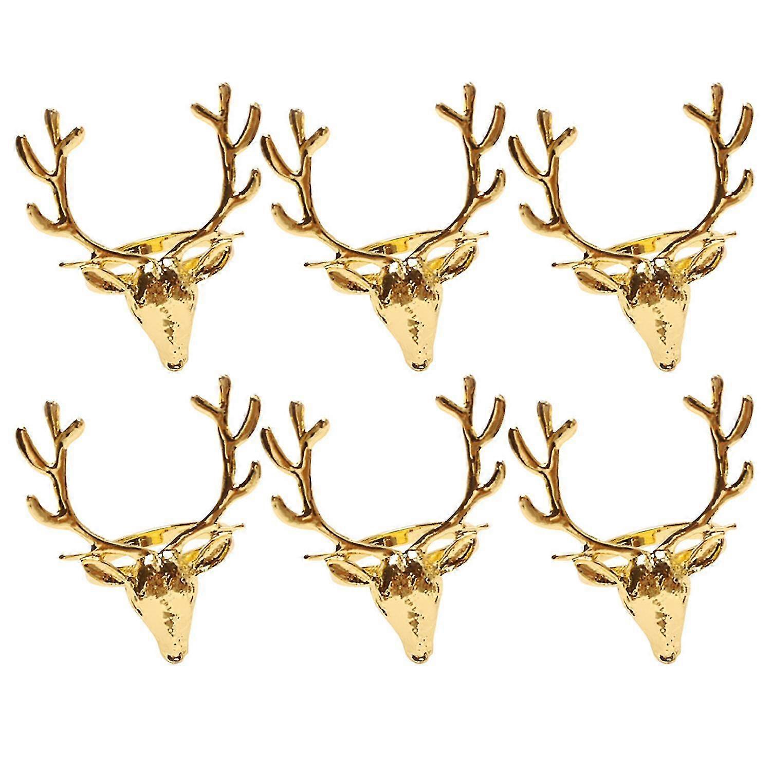 6Pcs Napkin Holder Deer Design Multi-Function Metal Xmas Table Serving Napkin Ring Table Decoration