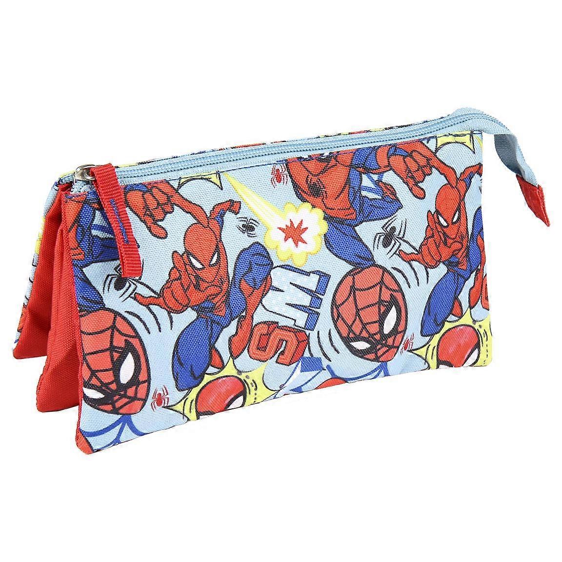 Estuche de bolsita escolar Spiderman con 3 compartimentos