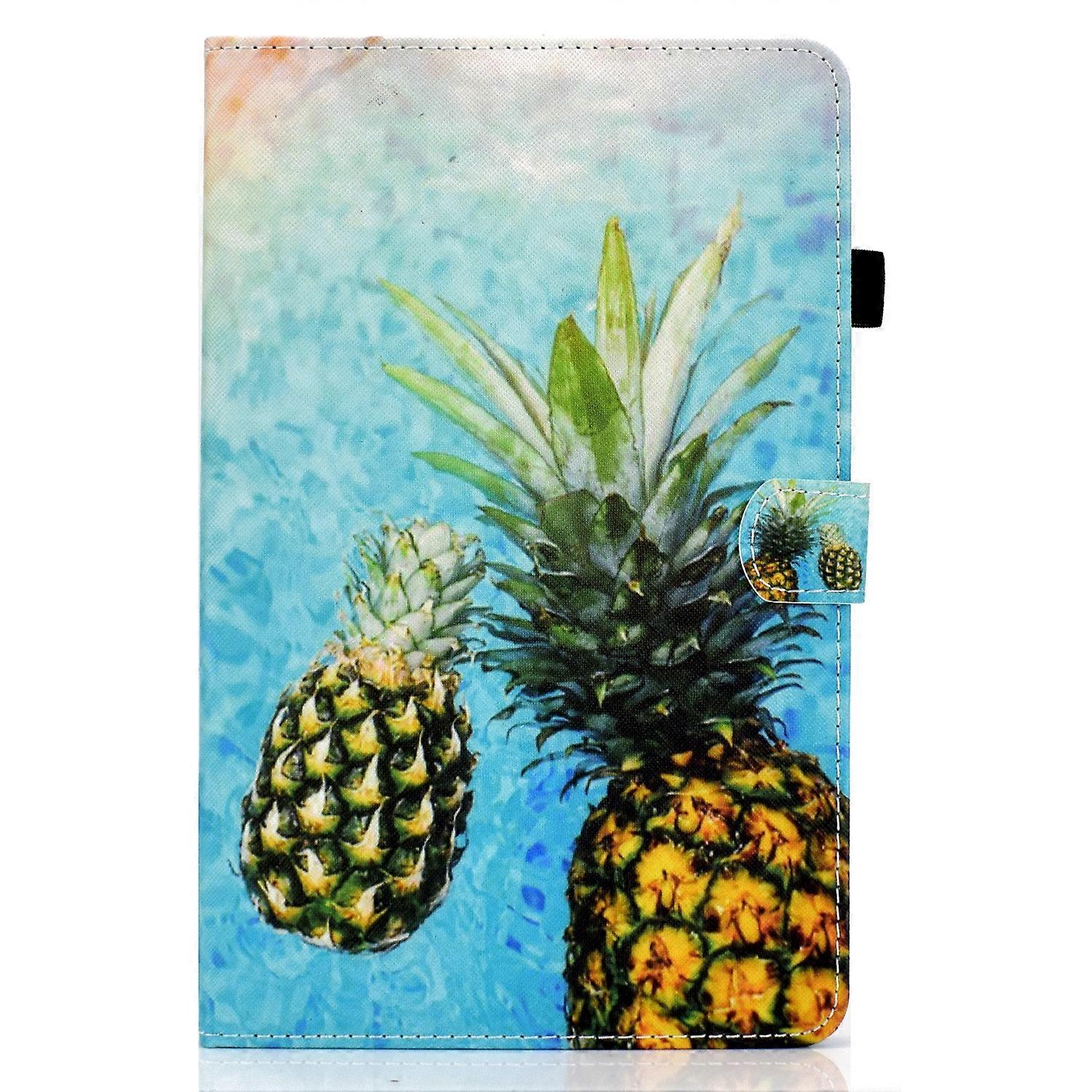 Tablet Case For Lenovo Tab M9 Sewing Thread Horizontal Painted Tablet Leather Case(Pineapple)