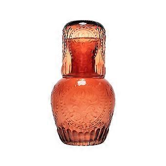 Elle Decor Caraffa E Bicchiere Da Comodino: Set Vintage In Vetro, Brocca 950ml Con Bicchiere Coperchio, Regalo Perfetto Per Camere E Ufficio