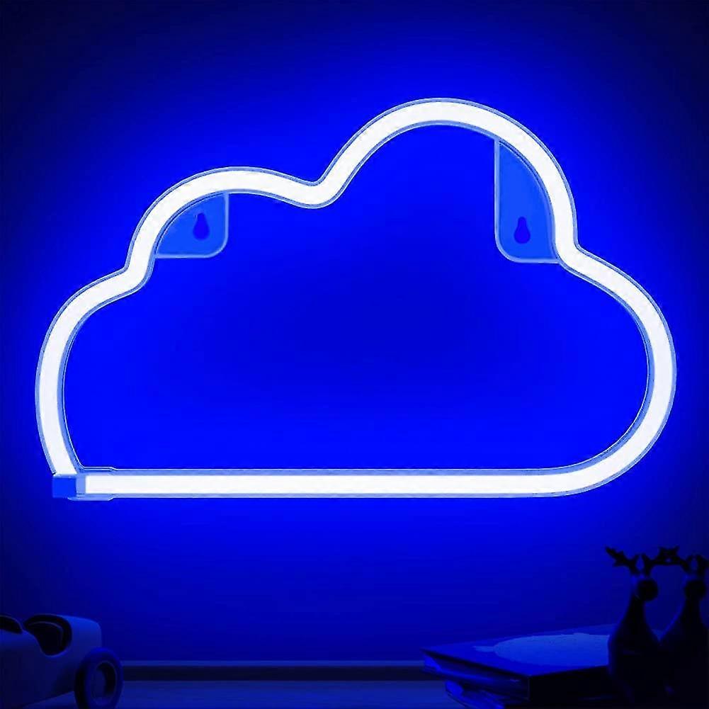 Cloud Neon Light Signs Wall Decor, Battery And Usb Powered Blue Cloud Neon Lights Wall Lig