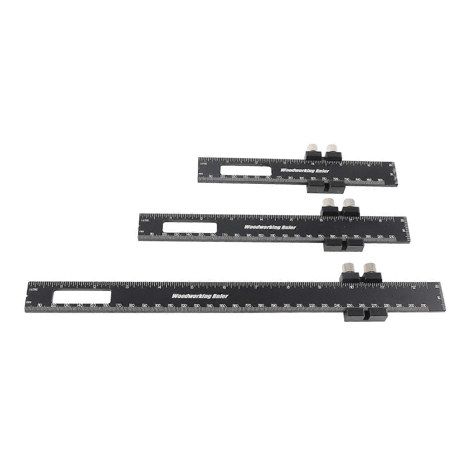Woodworking Ruler T Type Accurate Aluminum Alloy Pocket Scribing Ruler with Slide Stop for Carpenter