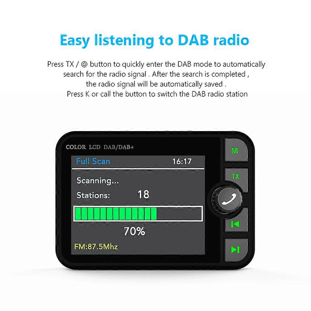 Stereo Digital Signal Broadcast Adapter DAB+ Receiver Digital Broadcast Bluetooth-compatible 5.0 Music Player Hands-free for Car