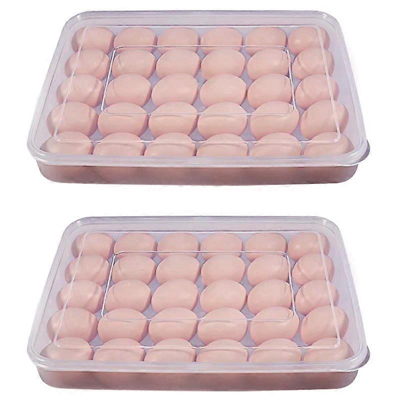 Egg Container, Refrigerator Deviled Egg Tray Carrier with Lid for 60 Eggs - Plastic Fridge Stackable Portable 2 Pack