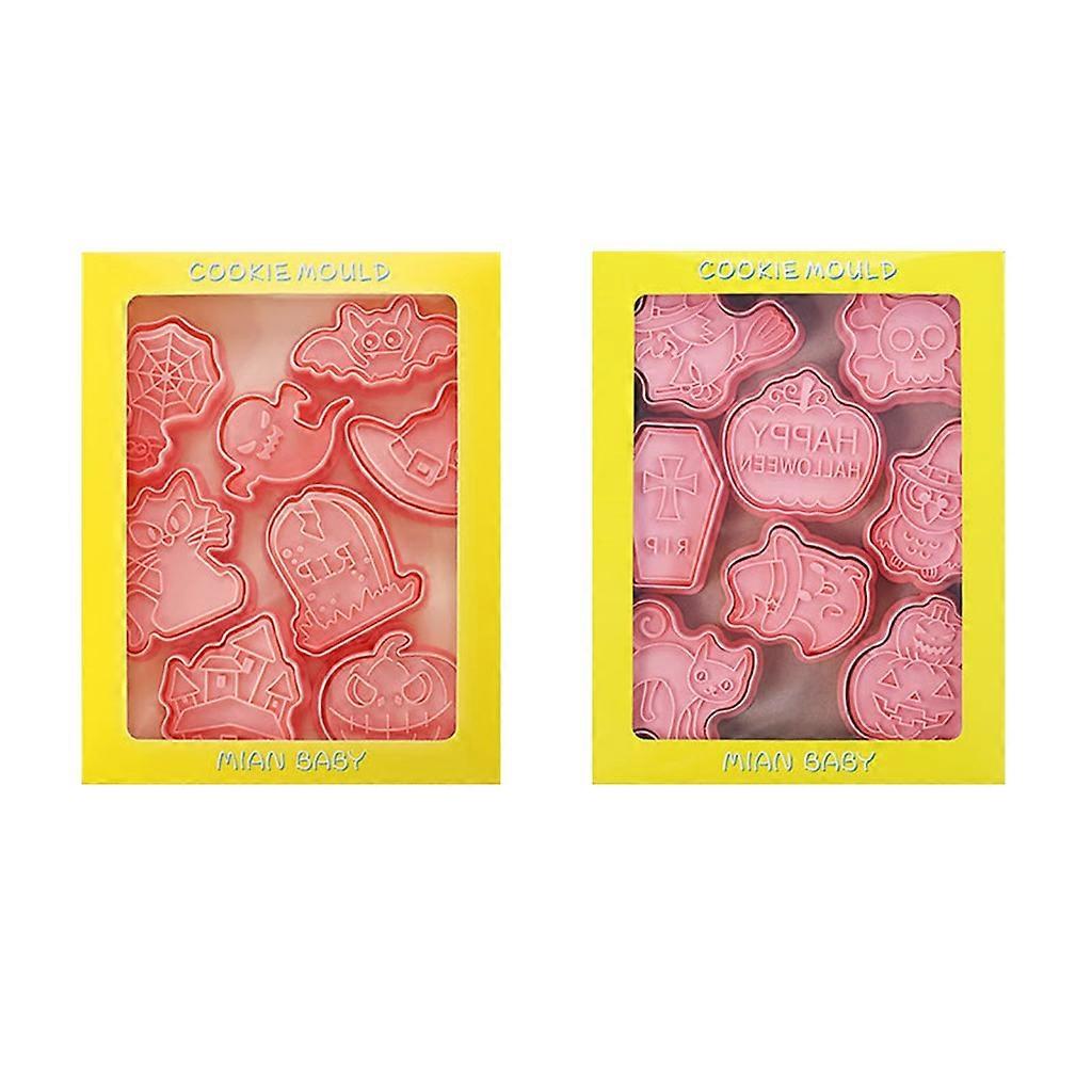 16pcs Halloween Biscuits Molds Cookie Press Molds DIY Kitchen Accessories