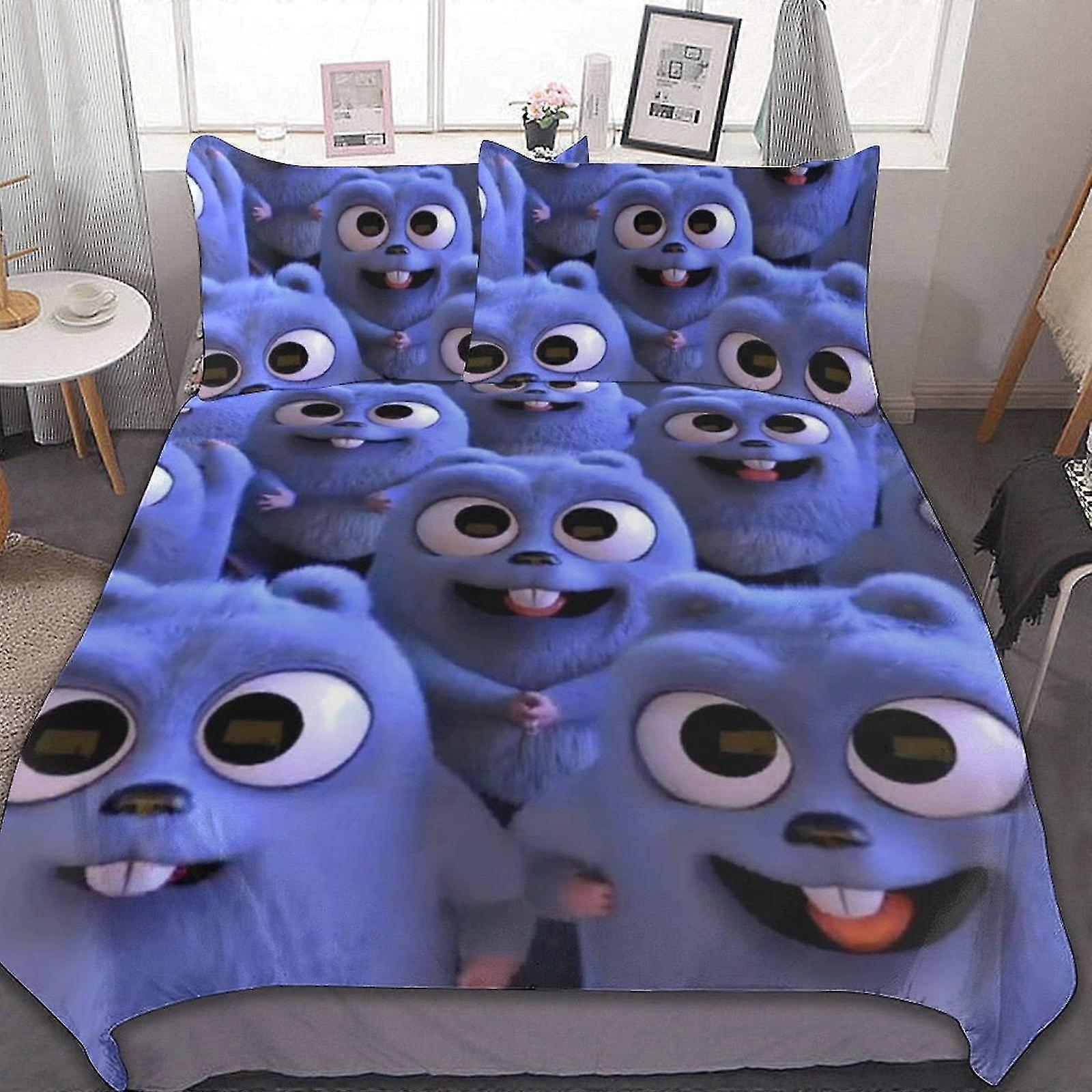 b2241 Lakanat Söpö Grizzy ja ja 3-osainen vuodevaatteet, 1 peittopäällinen ja 2 tyynyliinaa, lakanat gb2241